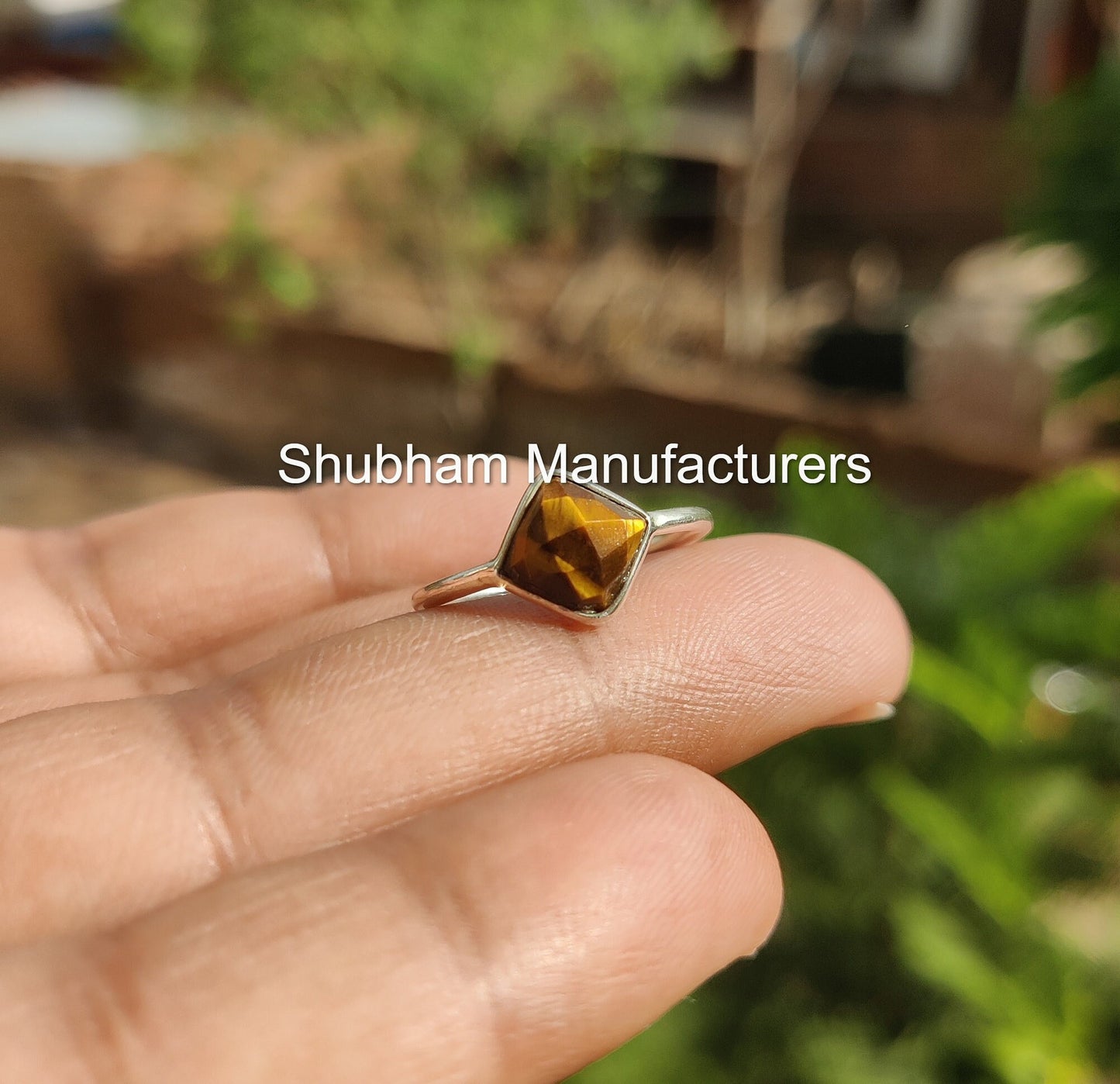 Natural Tiger Eye Ring, 925 Sterling Silver Ring, Brown Gemstone Ring, Tiger's Eye Statement Jewelry, June Birthstone, Cushion Shape Ring