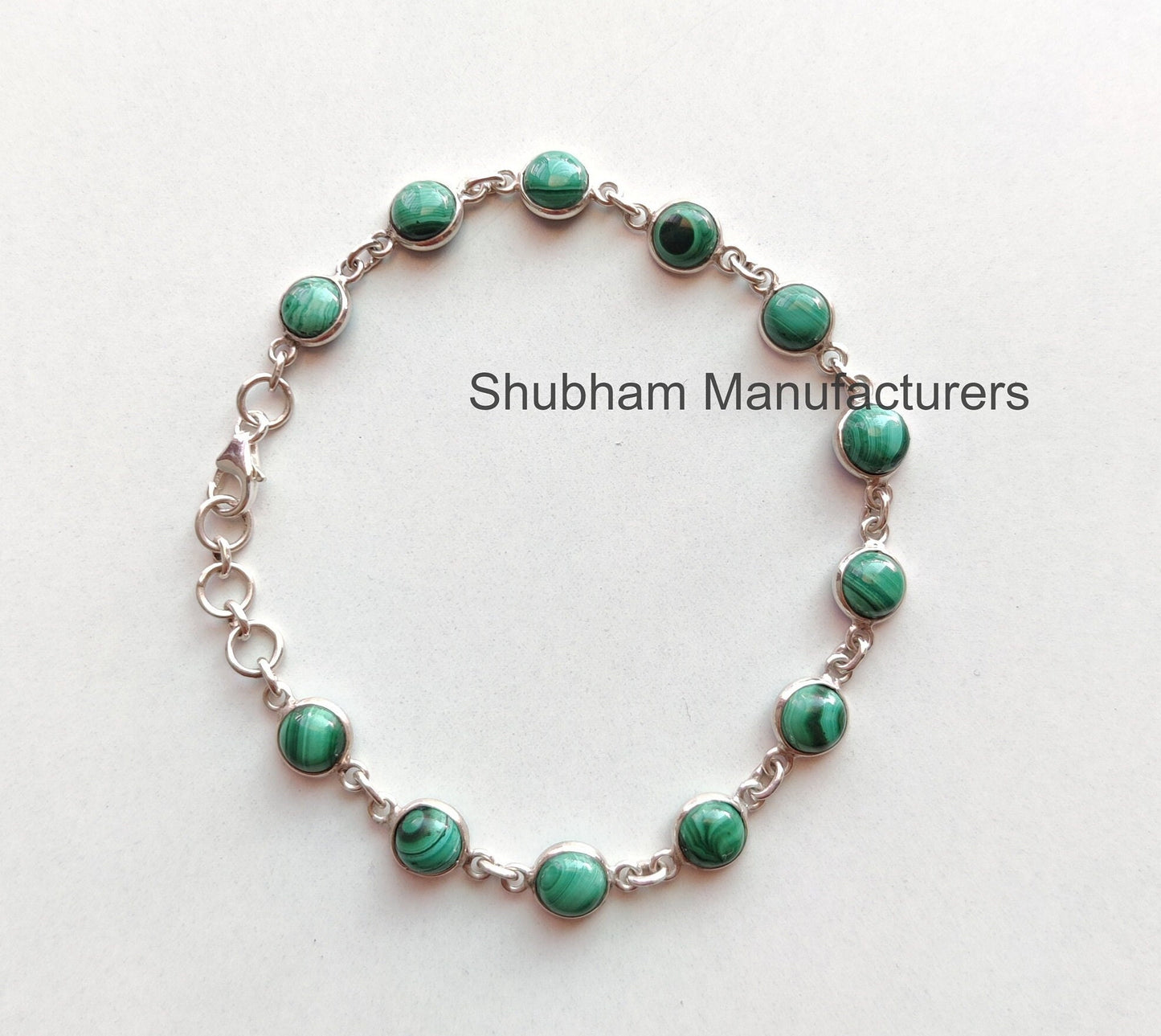 Natural Green Malachite Bracelet, 925 Sterling Silver Bracelet,Minimalist Adjustable Gemstone Bracelet,November Birthstone Jewelry for Women